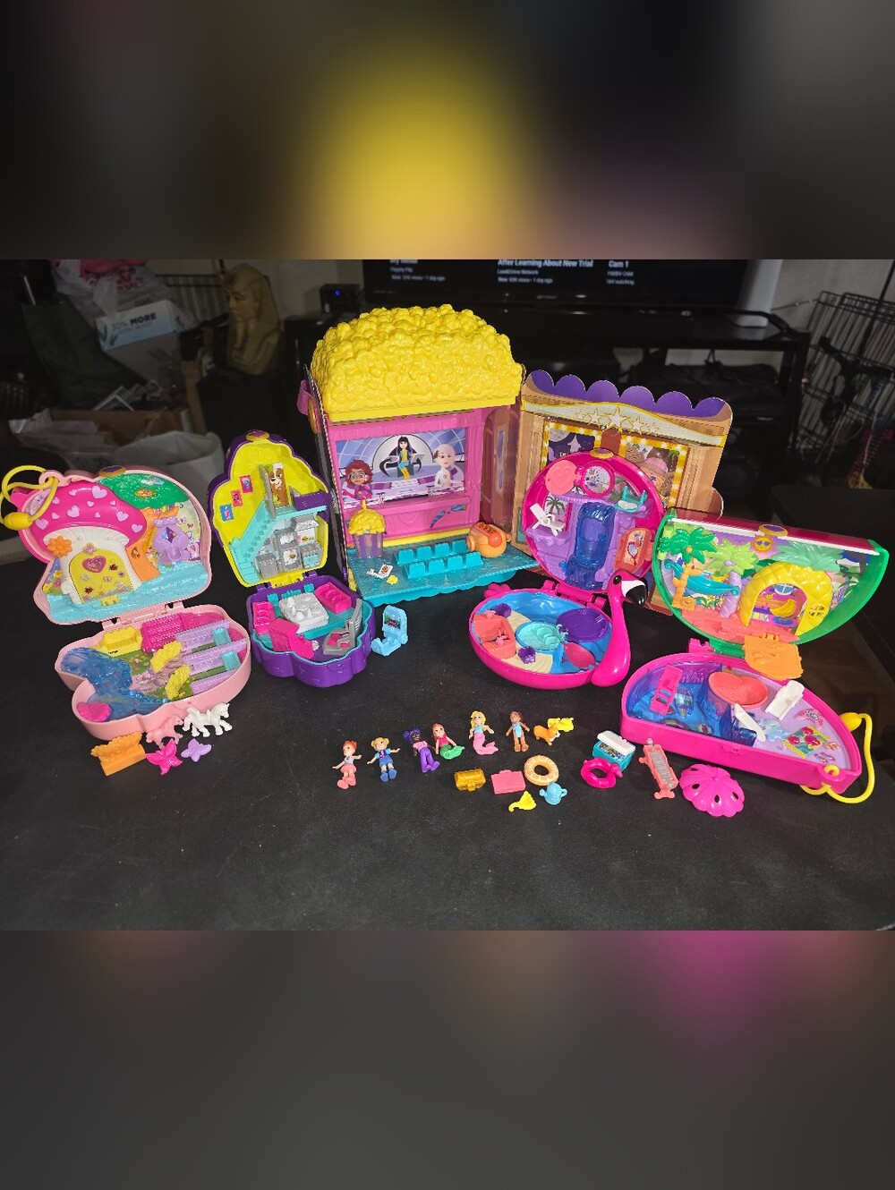 Polly Pocket Lot Popcorn Movie Theater Flamingo Cupcake Unicorn Watermelon Pool